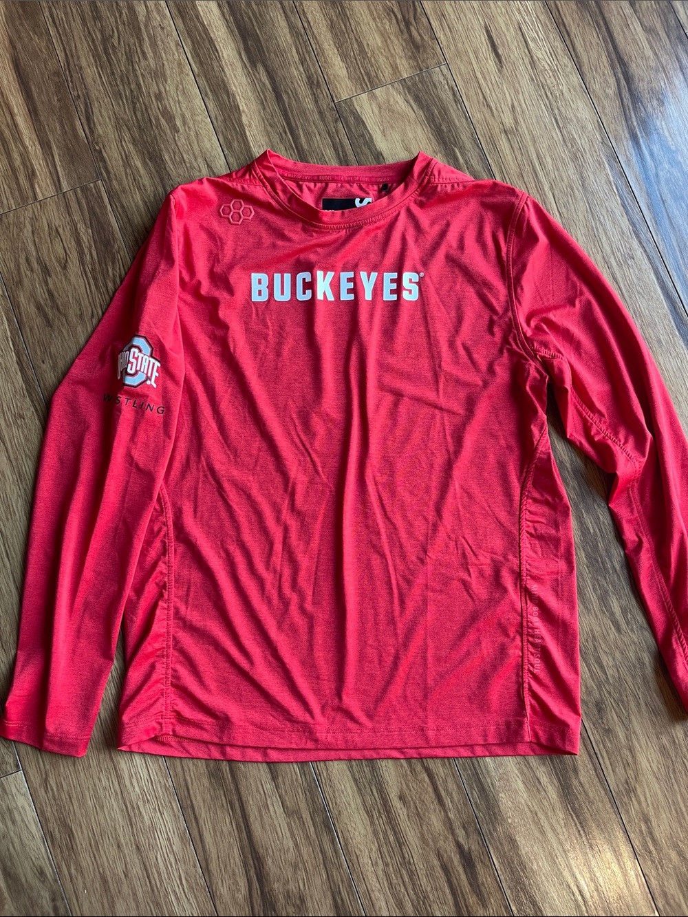Buckeyes Red Long-Sleeve Kids Performance Tee